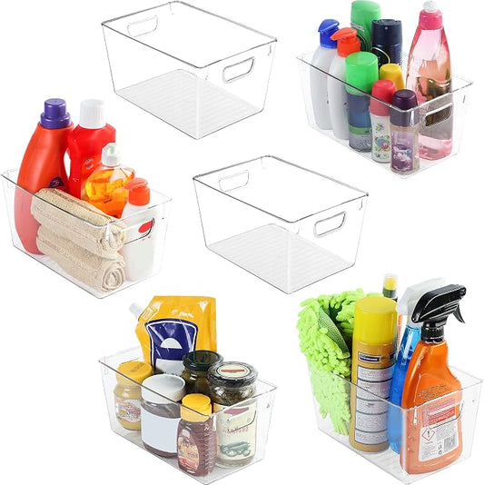 Utopia Kitchen Clear Organizer or Storage Bins - 6 Pack Pantry Organizers and Storage Bins - Medium Clear Storage Containers for Organizing Fridge, Kitchen Organization