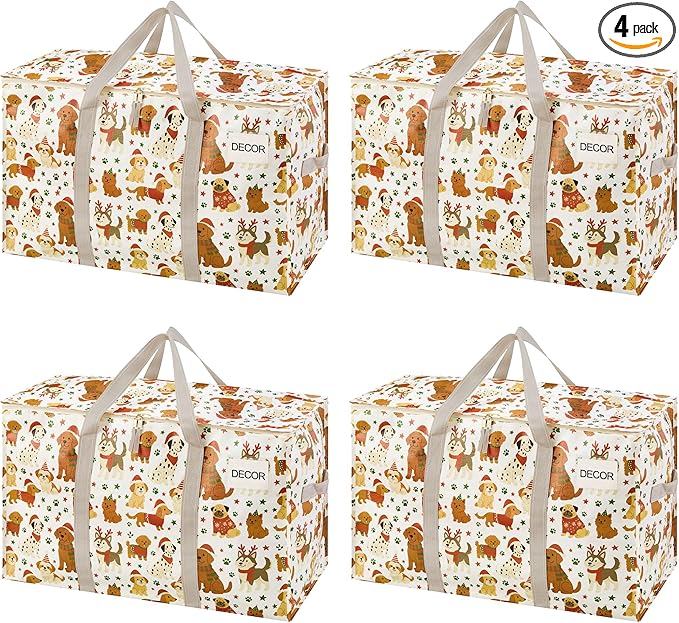 VENO 4 Pack Heavy Duty Moving Bags, Extra Large Storage Bags with Reinforced Handles & Strong Zippers, Foldable & Reusable Moving Box Alternative for Clothes & Dorm Storage