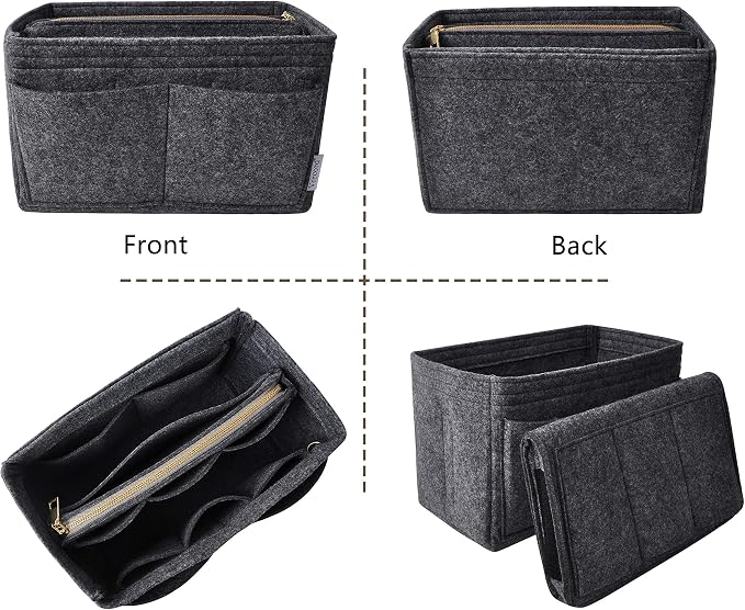 Vercord Felt Organizer Insert For Purse Handbag Tote Bag In Bag Inside Shaper Divider Neo Dark Grey X-Large
