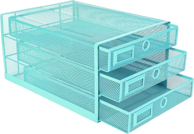 Exerz Paper Sorter 3 Drawer Wire Mesh A4 / Desk Multifunctional Desk Organiser/Multi-Layer Letter Tray - for Documents, Magazines, Notebooks and Letter