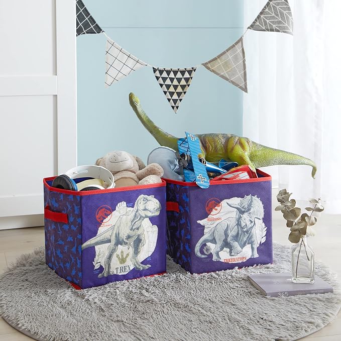 Idea Nuova Jurassic World Set of Two Spacious Collpasible Storage Cubes, 10"x10"