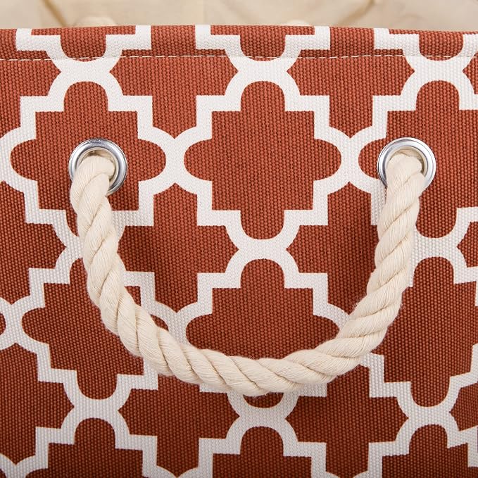 DII Polyester Container with Handles, Lattice Storage Bin, Small, Cinnamon