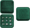 Velvet Jewelry Box Organizer | Ring Holder Case | Jewelry Small Travel Jewelry Storage | Portable Ring Earring Tray Organizer (Dark Emerald)