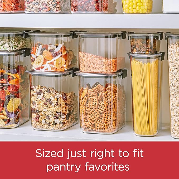 Rubbermaid Brilliance 12-Cup Airtight Food Storage Container,Perfect for Pantry Staples,Clear/Grey,(Pack of 2)