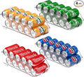 Simple Houseware Soda Can Organizer and Dispenser for Refrigerator / Pantry, Clear, Set of 4