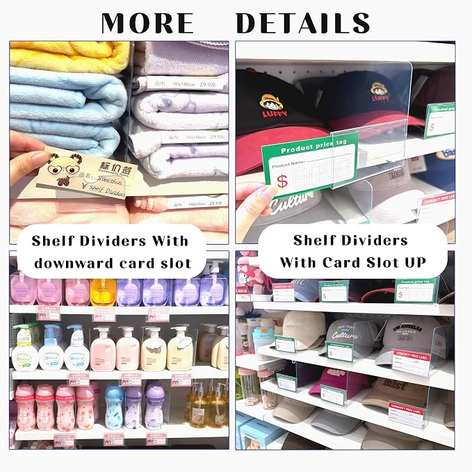 20 Pcs 2012 Shelf Dividers Plastic Wire Shelf Label Holder, Reusable Shelf Tags for Pantry Retail Store, Supermarket UPC Price Card & Ticket Display, Tight Snap Lock Closure,Supermarket price tags