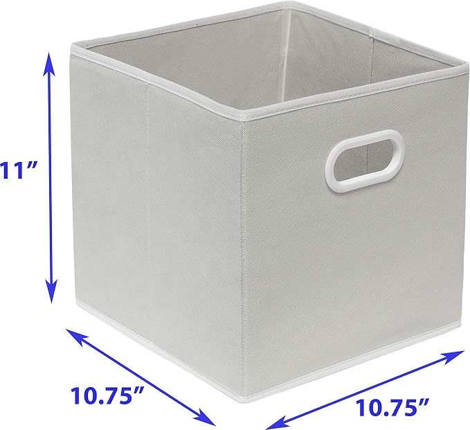 Simple Houseware Foldable Cube Storage Bins with Handles, 11-Inch, Gray, 6-Pack, Fabric Cubes Organizer for Closet or Shelves
