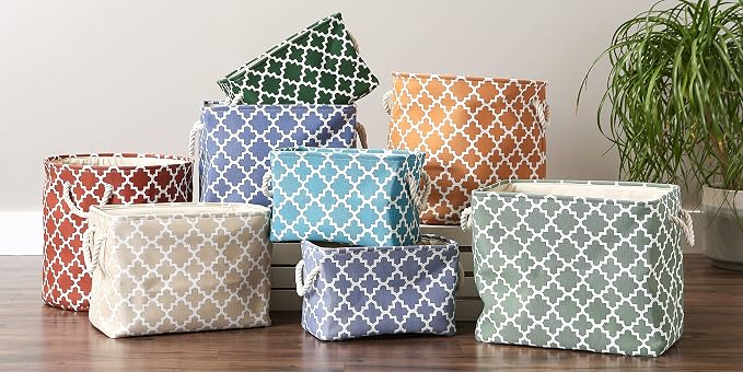 DII Polyester Container with Handles, Lattice Storage Bin, Small, Cinnamon