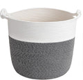 Goodpick Baby Storage Basket, Cotton Rope Laundry Basket for Blankets, Clothes 15 x 14.2 Inches, Nursery Woven Storage Organizing for Toys, Grey