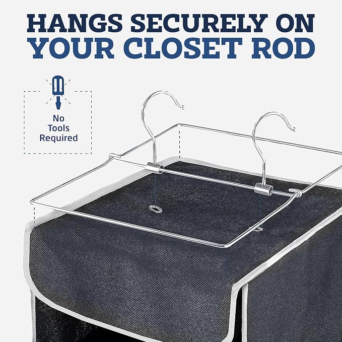 ZOBER Hanging Closet Organizer, 5-Shelf - Hanging Storage Organizer Shelves for Clothes, Towels, Toys - College Dorm Room, Nursery, & Home Closet