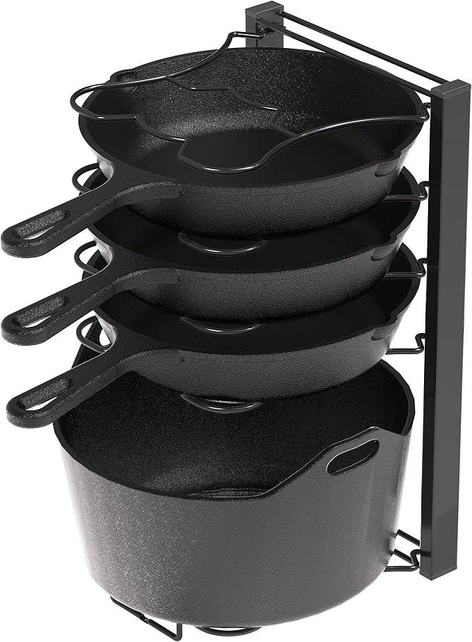 Simple Houseware 7 Compartments Height Adjustable Pan Organizer, Black