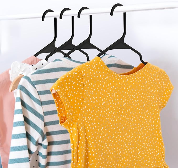 Simple Deluxe 30 Pack Plastic Hangers, Durable Clothes Hangers, Lightweight and Space-Saving Hangers for Shirts, Dresses, Coats, Pants, Black