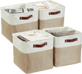 DECOMOMO Cube Storage Bin 12x12, Fabric Storage Bins, Kallax Storage Cubes (Beige & White, 4 Pack)
