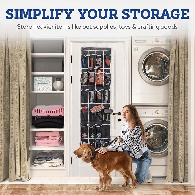 ZOBER Over the Door Shoe Organizer, 24 Pockets - Hanging Shoe Rack W/ Mesh Pockets to Store Shoes, Towels, Snacks, Toys - Closet, Pantry Storage
