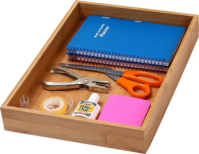 YBM HOME & Kitchen Bamboo Drawer Organizer Box 14" Lx10 Wx2 H #319
