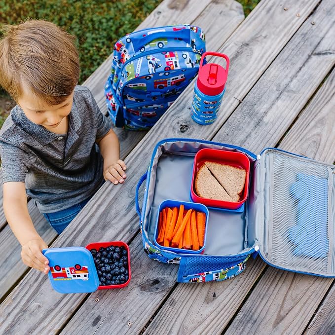 Wildkin Set of 3 Kids Nesting Food Containers for Boys – Stackable, Airtight & BPA-Free Snack Containers, Dishwasher Safe Lunch Box Containers for School & Travel, Ages 3–12 – Heroes