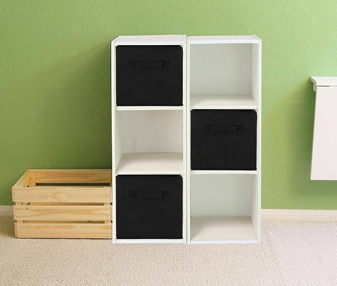Simple Houseware Foldable Cube Storage Bins, 11-Inch Black, 6-Pack Fabric Cubes Organizer for Closet or Shelves