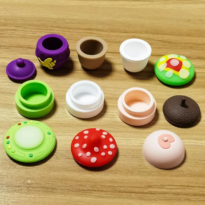 5ml UFO Silicone Wax Concentrate Containers Mushroom Pinecone Honeypot Non-stick Jars (60)