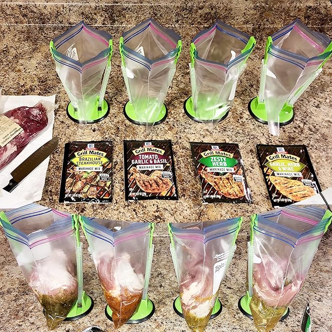 Ziplock Bag Holder Stand Adjustable For Plastic Freezer Bags/Hands Free Baggy Rack Gallon Bag Holder Stand,6 Pack/6pcs
