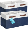 OrganiHaus 11x11 Cube Storage Bins, Set of 4 - Fabric Storage Cubes | Sturdy, holds its shape; odor-free; fits ClosetMaid 11-inch shelves; vegan leather handles