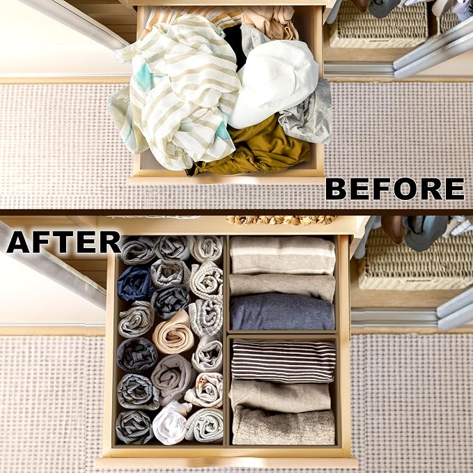 Simple Houseware Underwear Drawer Organizer for Lingerie/Undergarment/Bra/Panty/Sock/Onesie, Set of 6, Brown
