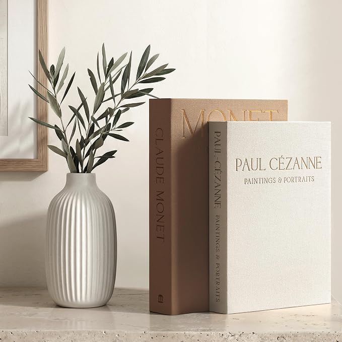 Aesthetic Decorative Books - Coffee Table Books Decor - Faux Decor Book Storage Box for Decoration - Set of 2 Linen Fake Book for Home Table Decors - Photo Storage Keepsake Box
