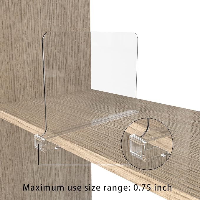 Acrylic Shelf Dividers for Closet Organization, Closet Shelf Organizer Closet Separator for Wood Shelves Clear Shelf Dividers for Closets (6 Pack)