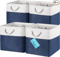 OrganiHaus 12x12 Cube Storage Bins 4 Pack, Foldable Cube Storage Organizer w/ Rope Handles, Collapsible Fabric Bins for Toys, Clothes & Closet Organization, Fabric Square Baskets - Navy Blue