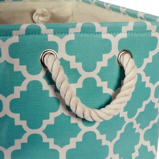 DII Polyester Container with Handles, Lattice Storage Bin, Medium, Aqua
