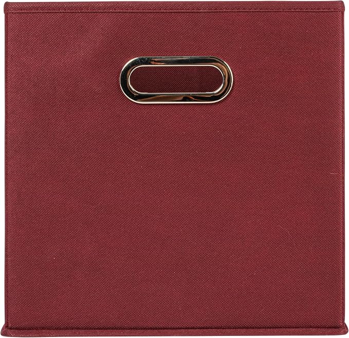 Household Essentials Foldable Fabric Storage Cubes 36-Pack – 11x11x11 Stackable Non-Woven Bins with Chipboard Sides & Grommet Handles – Closet, Shelf, Nursery, or Office Organizer – Burgundy
