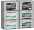 Sorbus Storage Bins with Metal Frame - Stackable & Foldable Clothes Organizer Bags - Oxford Fabric Storage Containers with Large Clear Window & Carry Handles Organization for Bedding Linen & Clothing