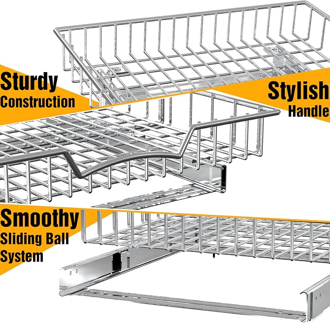 Simple Houseware Under Cabinet Pull Out Sliding Shelf Drawer Organizer, 18" D x 17" W