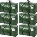 TICONN 6 Pack Extra Large Moving Bags Heavy Duty with Zippers & Carrying Handles, Durable Storage Bags Moving Boxes for Closet Organizers and Storage (6 Pack, Olive)