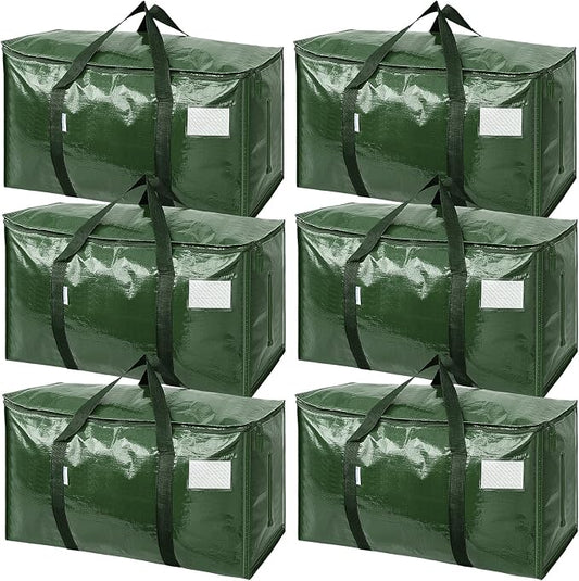 TICONN 6 Pack Extra Large Moving Bags Heavy Duty with Zippers & Carrying Handles, Durable Storage Bags Moving Boxes for Closet Organizers and Storage (6 Pack, Olive)