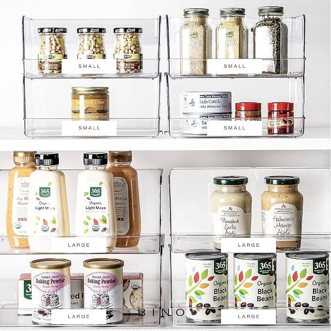 BINO | Stackable Plastic Storage Bins, Large | THE MYRIAD COLLECTION | Multipurpose Bins | Pantry Organizers And Storage | Home Organization Containers | Clear Plastic Fridge Bin | Freezer Organizer