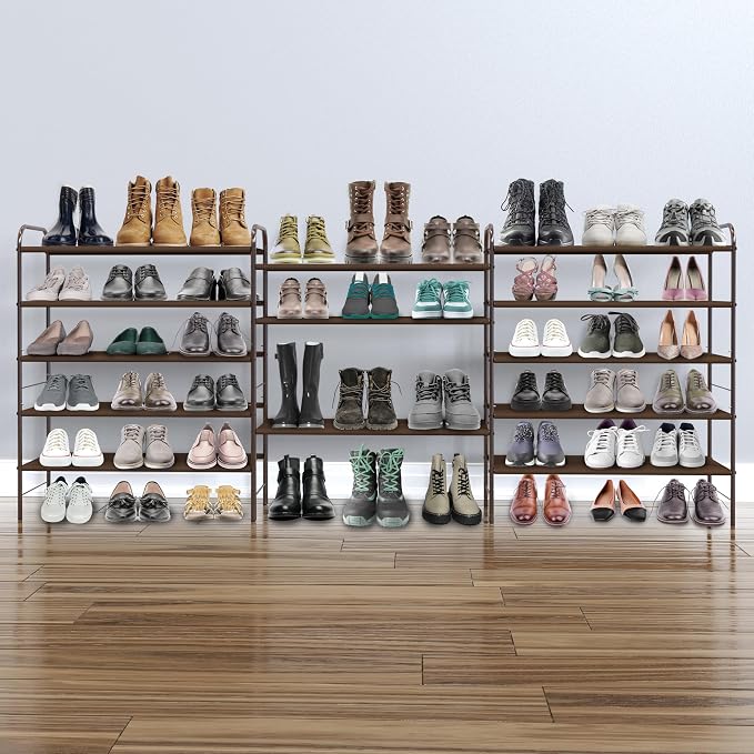 Simple Houseware 5-Tier Shoe Rack Storage Organizer, Bronze | 600D polyester light sturdy shoe organizer
