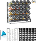SpaceAid Spice Rack Organizer with 20 Spice Jars, 386 Spice Labels, Chalk Marker and Funnel Set for Cabinet, Countertop, Pantry, Cupboard or Door & Wall Mount - 20 Jars, 9.8" W × 10.8“H, Black