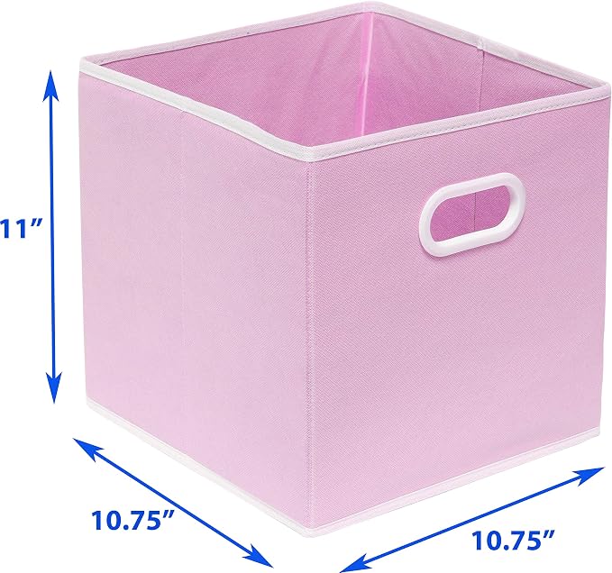 Simple Houseware Foldable Cube Storage Bins with Handles, 11-Inch, Pink, 6-Pack, Fabric Cubes Organizer for Closet or Shelves