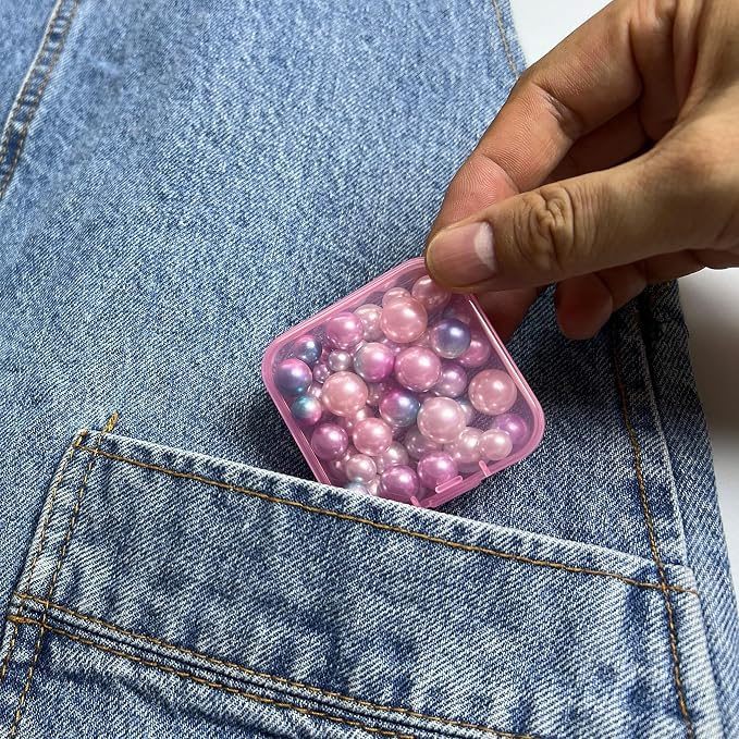 Small Clear Plastic Bead Storage Containers-Pink Plastic Box-30Pcs Craft Storage Box with Hinged Lid, 1sheet Labels, Mini Boxs for Jewelry Making, Diamond Art, Crafts, Small Parts