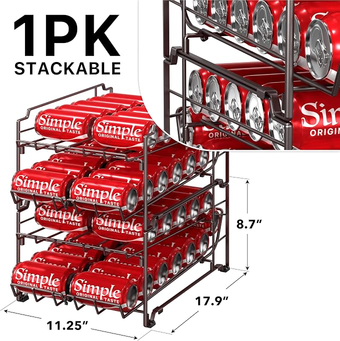 Simple Houseware Dual Row Front Loading Stackable Can Dispenser, Bronze
