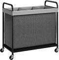 ELYKEN Laundry Hamper 3 Section, 120L Rolling Laundry Sorter with Removable Liner Bag, Laundry Basket with Wheels, Steel Frame with Metal Handle, Clothes Hamper Cart for Laundry Room & Bedroom