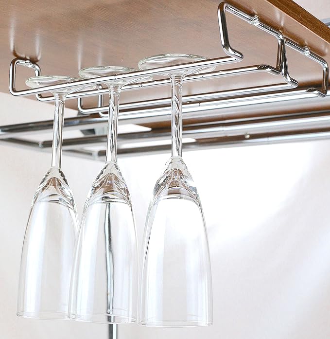 Deco Brothers 2PK Single Rail Wine Glass Stemware Rack Holder, Chrome