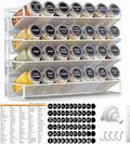 UVIAHOMI Magnetic Spice Rack Organizer for Refrigerator with 28 Spice Jars, 386 Spice Labels, 4 Hook, Chalk Marker and Funnel Set, Magnetic Shelf for Seasoning Organizer, 13.2'' W x 9.8 H, White