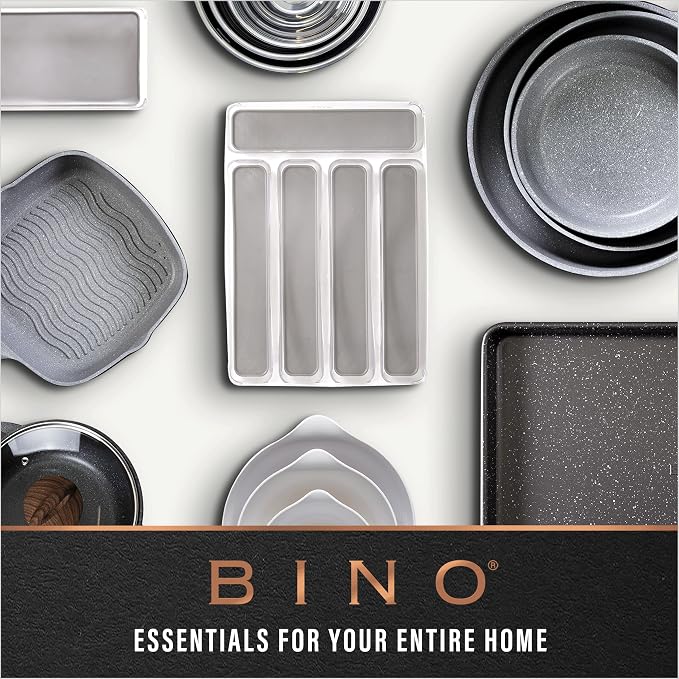 BINO | Plastic Storage Bins, Large - Shallow | THE HANDLER COLLECTION | Multipurpose Organizer Bins | Kitchen Pantry Organizers and Storage | Clear Containers for Organizing Home | Freezer Organizer