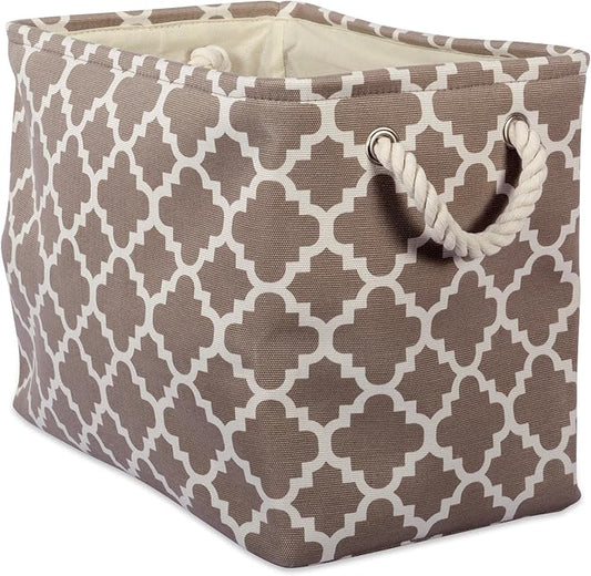 DII Polyester Container with Handles, Lattice Storage Bin, Large, Brown