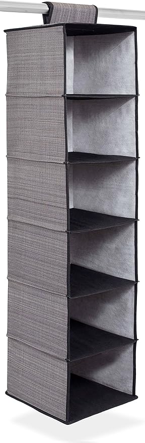 Internet's Best Hanging Closet Organizer - 6 Shelf - Clothing Sweaters Shoes Accessories Storage - Grey