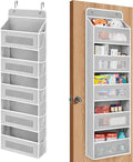 JARLINK Over The Door Organizer, 5 Shelf Door Hanging Organizer with 5 Large Pockets, 44 lbs Weight Capacity Hanging Storage for Bathroom, Bedroom, Nursery, RV, Pantry (Light Grey)