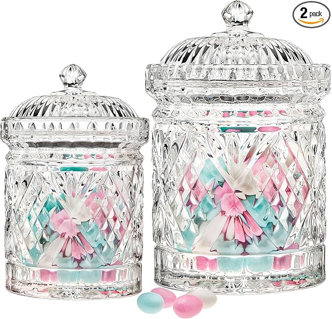 Godinger Canister Set, Crystal Glass Canisters Food Storage Candy Jars, Biscuit Barrel - Dublin Collection, Set of 2