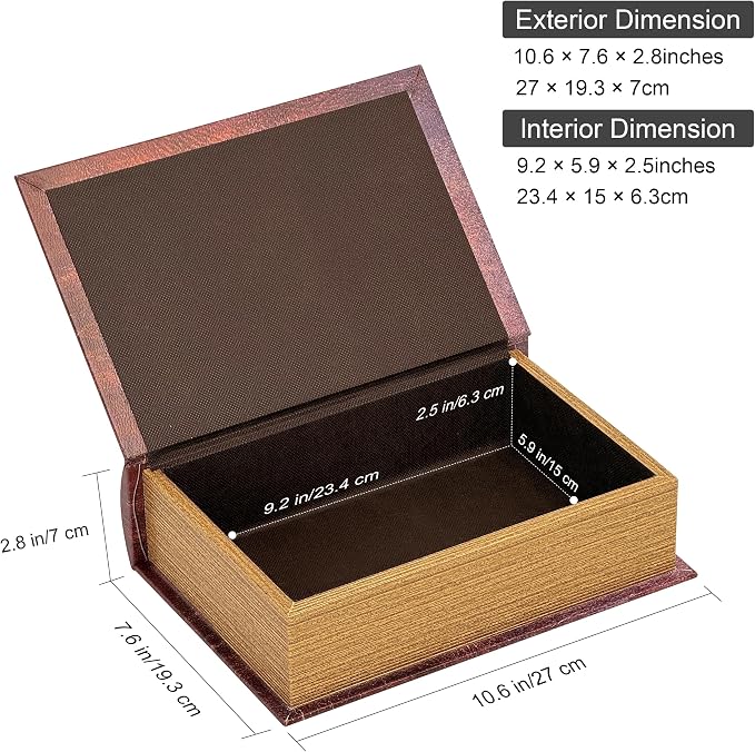 PACOLO Decorative Book Boxes, Faux Wood cover Storage for Hidden Jewelry, Money, and Cash (Hexagram)
