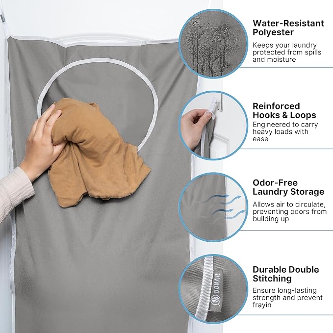 Hanging Laundry Hamper Bag XL 40x22", Space Saving over the Door Storage Bags, Behind the Door Hampers for Dirty Clothes & Wall Mounted Basket for Bathroom